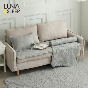 [루나앤슬립] (4인용)통워싱 목화솜 자수퀼팅 소파패드 3종(소파패드*2+다용도매트+1)