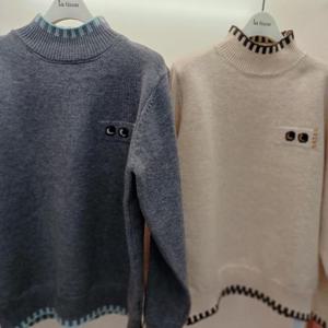 Latium HC06 깔끔한 이중컬러넥 땡글 반목폴라 니트티 T2543sw12