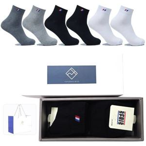 스프리스 6켤레구성 남자양말선물세트 SP1003 쇼핑백 캐주얼 단목