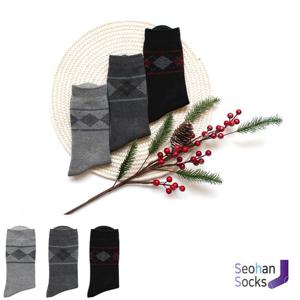 남자 파일 테리 넥패턴 기모 두꺼운 양말 1족