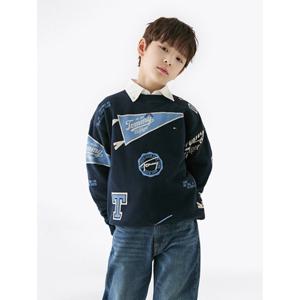 타미힐피거 키즈 T42F6KKO410BT1 올 오버 프린트 스웨트 셔츠