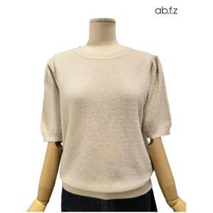 [에이비에프지]와플 짜임 포인트 라운드넥 반팔 니트 APZ4HW40J