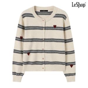 [르샵]하트 버튼 자수 스트라이프 니트 가디건 (DP4CK015A)