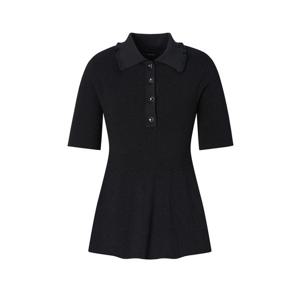 질스튜어트 뉴욕 여성 25FW 시즌오프 블랙 짜임 반팔카라니트 JSSW5D300BK