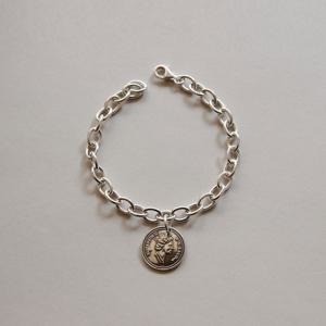 제이로렌 06B0853 엔틱 코인 볼드 실버 순은팔찌