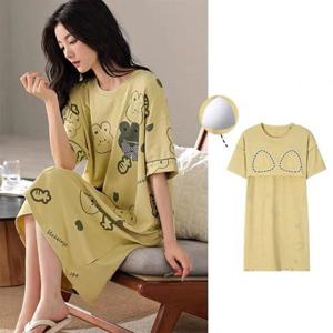 [모어오브]옐로 버니 원피스 잠옷 캡내장 파자마 홈웨어