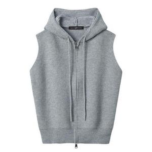 [나인식스뉴욕]후드 끈 하찌 투웨이 집업 니트 베스트 (NO4VW003L0)