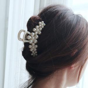 [리본크림]진주데이 올림머리집게핀 진주헤어핀