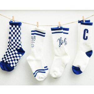 [지앤](무배)아동 주니어 학생양말 g블루 헬로체커보드 4족세트 남아여아숙녀 스포츠체크