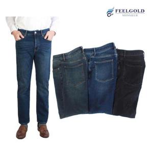[필골드][필골드]남성 에코워싱 기모 청바지 진팬츠 3종세트줄자AD4196