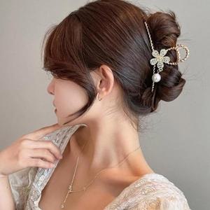 [신상오픈런]|CCA81D1|진주집게핀 꽃무늬 블링 플라워 꼬임 머리핀_20169901_597559