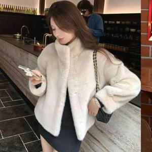 [나인포시즌]마조 페이크퍼자켓 에코퍼자켓 하이넥 밍크자켓 앙고라 털자켓 파티룩 연말룩 데이트룩