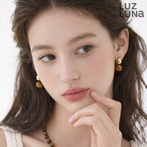 [루즈루나] 로더 호안석 원석 귀걸이 골드 후프 드롭 볼귀걸이 데일리 행운 이어링 D143
