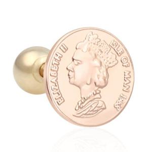 엘리자베스 14K 큐빅 로즈 골드 금 피어싱 여자 코인 귀걸이 TR241