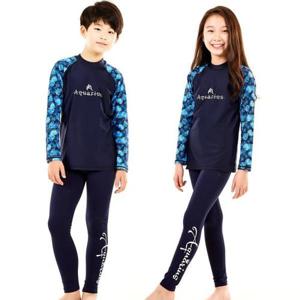 [아쿠아리우스]아동 주니어 남아 여아 수영복 래쉬가드 AQPL-001 세트