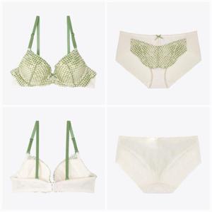 예스 DP02 그린패턴 와이어 브라팬티세트 예쁜 봄 여성 여자 편한 속옷 브