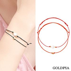 ★2월 혜택★  [골드피아] 14K 3mm 골든볼 실팔찌 +  14K 크로바자개 실 팔찌