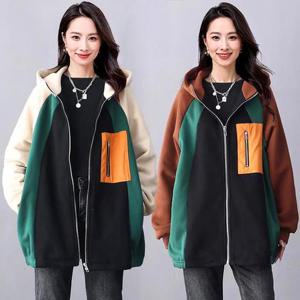 (55~88)기모후드멀티집업점퍼 겨울코트 여성하프코트 롱코트 바람막이점퍼 여성가을점퍼 야상점퍼 여성간절