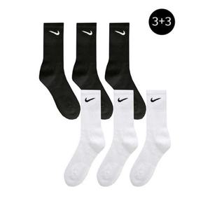[나이키]총6켤레 스포츠 쿠션 양말 스우시 중목 화이트/블랙