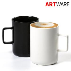 블랙 화이트 머그컵 2P세트 카페라떼잔 믹스커피잔 도자기찻잔