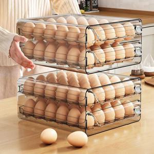주방아이템 투명 서랍식 계란보관함 계란 트레이 정리함 2단 60구