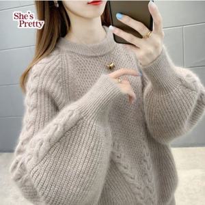[쉬즈프리티]에코꽈배기라운드니트_여성겨울니트