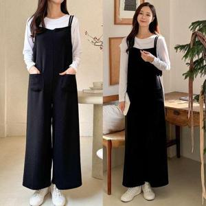[드리다]여성 봄 가을 빅사이즈 멜빵 와이드 통바지 점프수트 미시 캐주얼 등원 이지룩 홈웨어 엄마옷