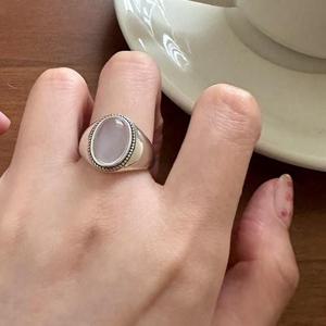 [디자이너몰]여성 실버 925 타원 백 옥수석 오픈링 반지
