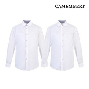 [까망베르]남성용 슬림핏 화이트 블루 와이셔츠 (1+1)