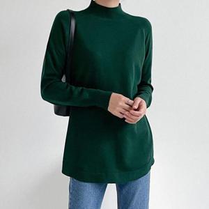 [유야]여성 77까지 무지 반폴라 긴팔 롱 니트티 -FTS0649- 겨울