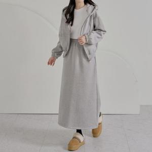 [로즈미] [55~77] 뮤션 기모 후드집업 스커트 세트