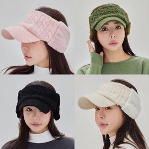 [제이투제이]여성골프모자 퍼귀마개 니트 썬바이저