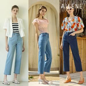 [런칭가 69,900원] 엘렌느  쿨맥스 라이크라 에어메쉬 크롭 데님팬츠 2종