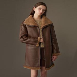 [리오벨]호주산 양모 100% 무스탕 하프 롱 코트