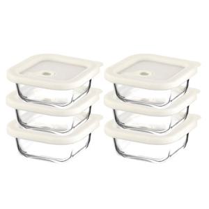 내열오븐유리 촉촉한 즉석한끼용기(정사각형 320mlx6p) 밥용기 유리용기 냉동밥보관 찜기 반찬통