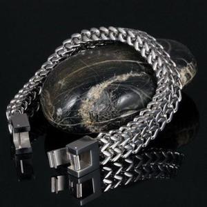 남성 화이트 평방 스틸 팔찌-화이트OC (W322E5E)