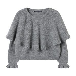 [미니멈에브리데이][미니멈 에브리데이]숄 케이프 소프트 프릴 긴팔 니트 (EB4KT038D)