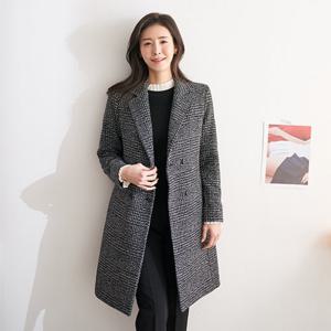 엄마옷 40-50대 중년 여성 겨울 하운드 체크 빅사이즈 2온스 누빔 코트 마담 세일 하객 오피스룩 55-77