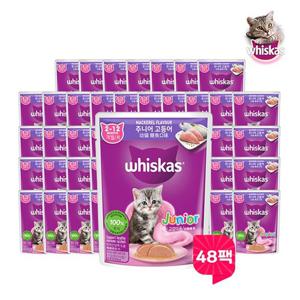 위스카스 고양이파우치 주니어 고등어 80G 48팩