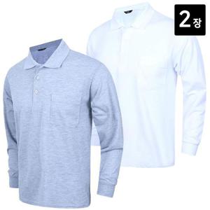 [노블진]Q 30수PKG카라긴팔 1+1 2장세트 무지카라티 남성 긴팔티셔츠 여름 PK티셔츠 단체티