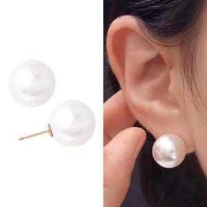 14K 골드필드 핀 14mm 빅 진주 귀걸이