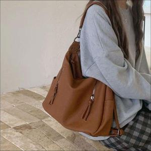 여성 인조가죽 가방 캐주얼 외출 투지퍼 포켓 숄더백 크로스끈 3색 WFKPZ1F