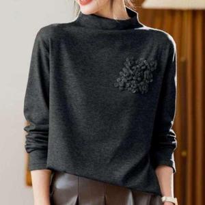 [애슬릿] 여성 기모 티셔츠 겨울 긴팔 상의 반목 폴라 루즈핏