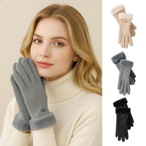 [루즈루나] 니레 여성 스웨이드 기모 장갑 털 방한장갑