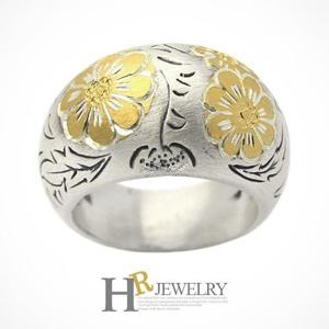 [호림쥬얼리]실버92.5정품)세련)예쁜(HR)실버 골드빛 모란 반지