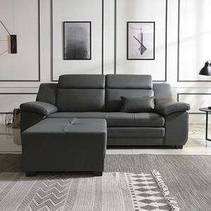 [삼익가구] 윌리엄 천연소가죽 3인용 소파(일반형 스툴포함)