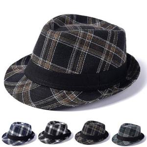 [라일리] Rly 체크 중절모 남성 모자 신사모자 페도라 빈티지 산책