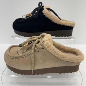 [탠디]X25225 여성 세미 방한화 3CM 여자 소가죽 세무 털(퍼) 슬리퍼 블로퍼