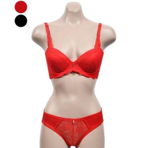 레이스 예쁜 와이어 B컵 빨강 블랙 브라팬티세트 WFKZCGX