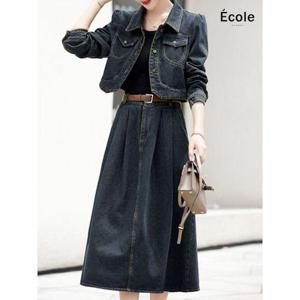 [에꼴드파리]데님자켓 스커트 투피스_F39WOB006Z